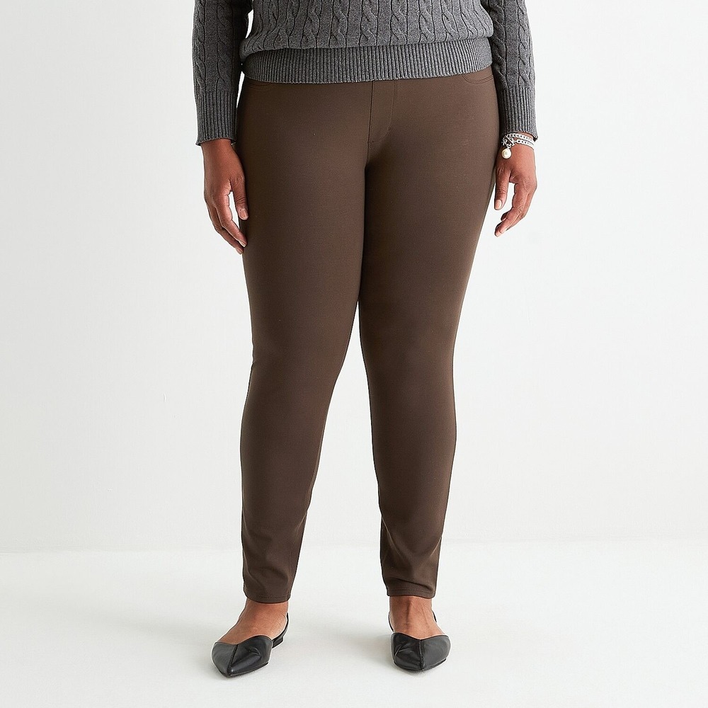 MSRP $50 St. John's Bay Womens 2X Chocolate Chip Skinny Pull-On Pants
